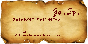 Zsinkó Szilárd névjegykártya