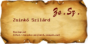 Zsinkó Szilárd névjegykártya